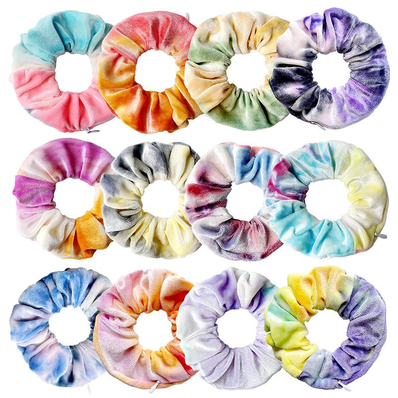 Creative Sweet Zip Scrunchies For Women Girls Novelty Multicolour Velvet Hair Tie Versatile Hair Accessories Gifts