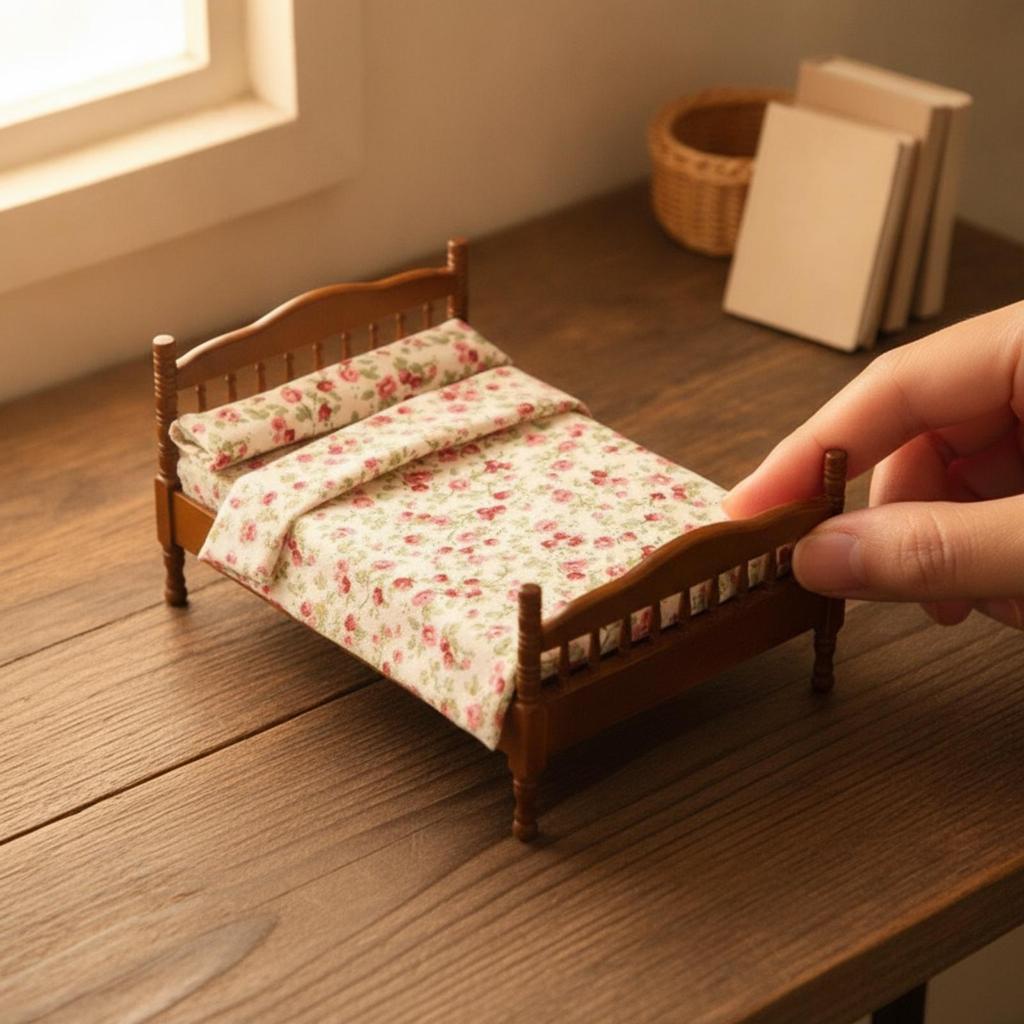 1:12 Scale Dollhouse Four-Post Bed Detailed Diorama Supply Versatile