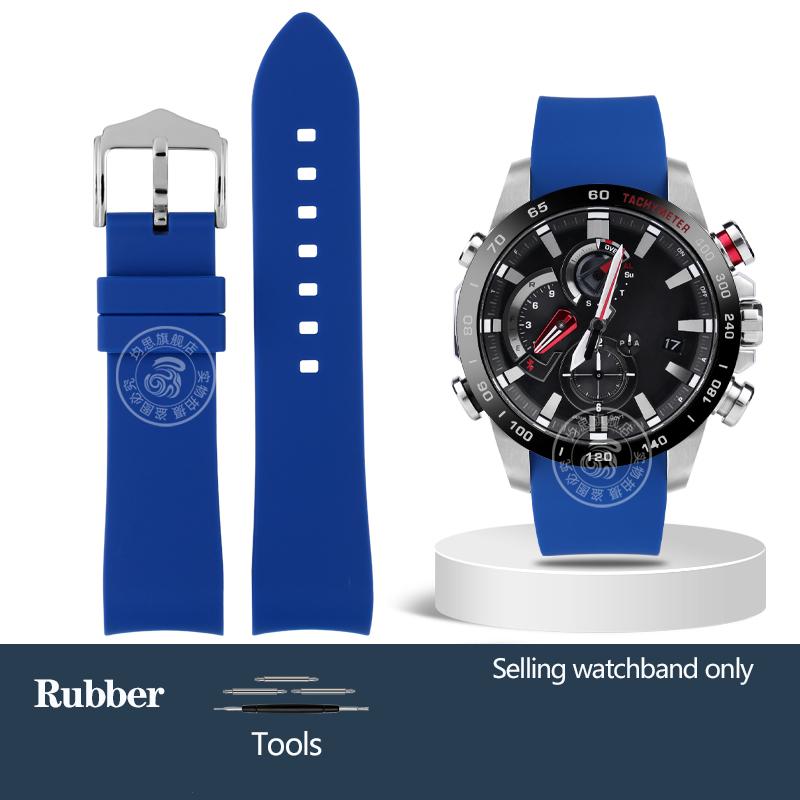 22mm Gebogenes Echtleder Uhrenarmband Für C-asio EQB-800BL EQB-501 EQB-900 EDIFICE/EQB-500 Wasserdichtes Gummi Uhrenarmband Herren