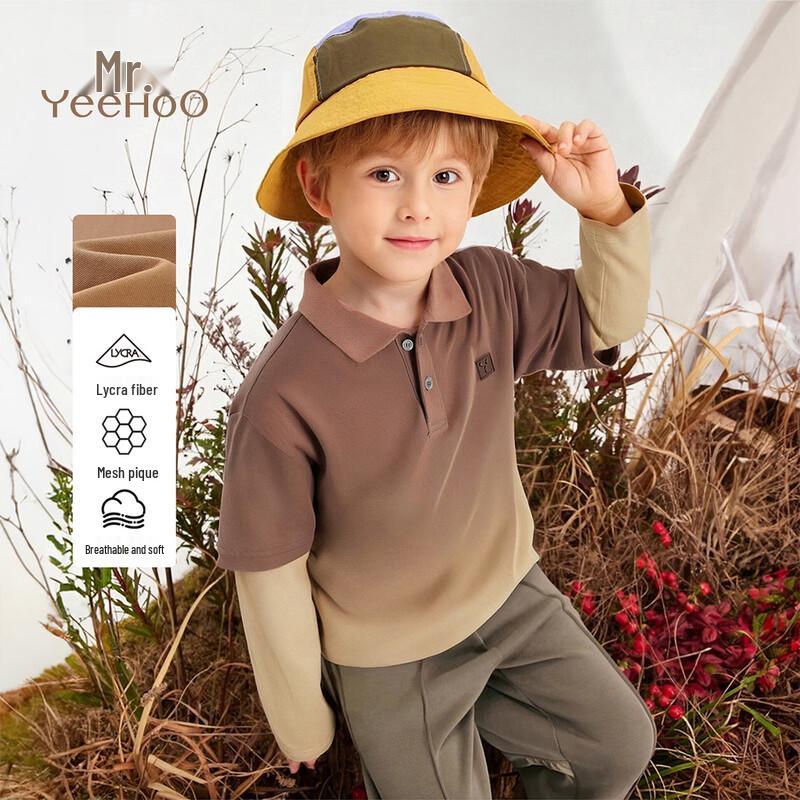 YEEHOO Boy s Long-Sleeve Gradient T-Shirt 120