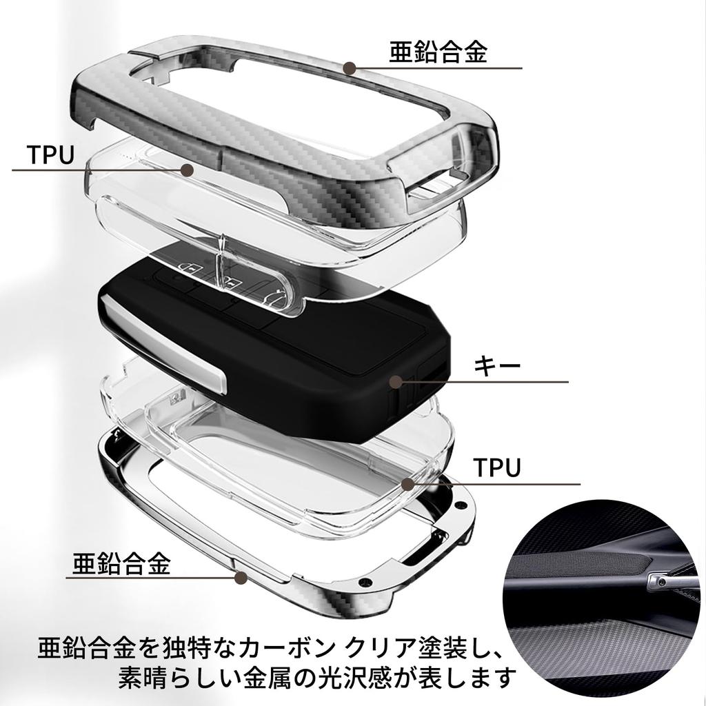 Schlüsseletui für Toyota mit Carbon-Schlüsselanhänger, wasserdicht, kratzfest, stört keine Funkwellen, Geschenkbox, Zinklegierung, stoßfest, TPU,