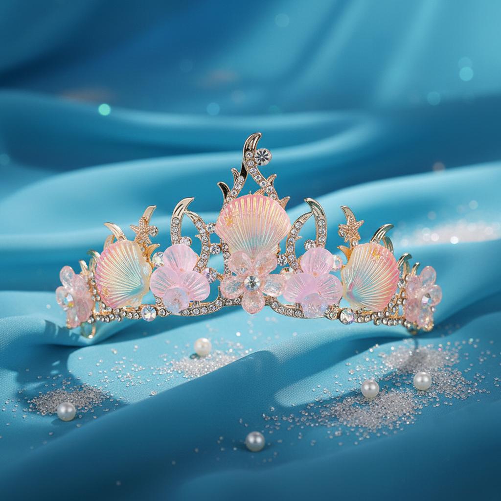 Mermaid Crown Diadems Halloween Ocean Style Costume Seashell Starfishs Hair Accessories for Women Girls Birthday Party Tiaras