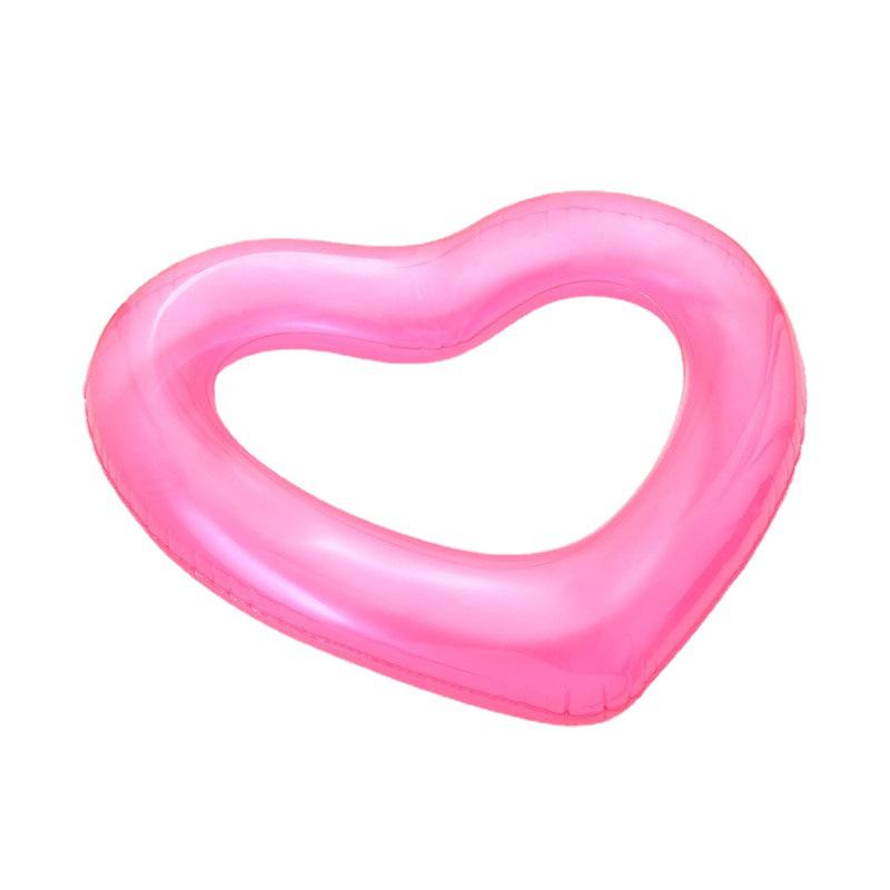 Heart-Shaped Inflatable Donut Float - 120cm PVC Raft for Swimming Rose Gold