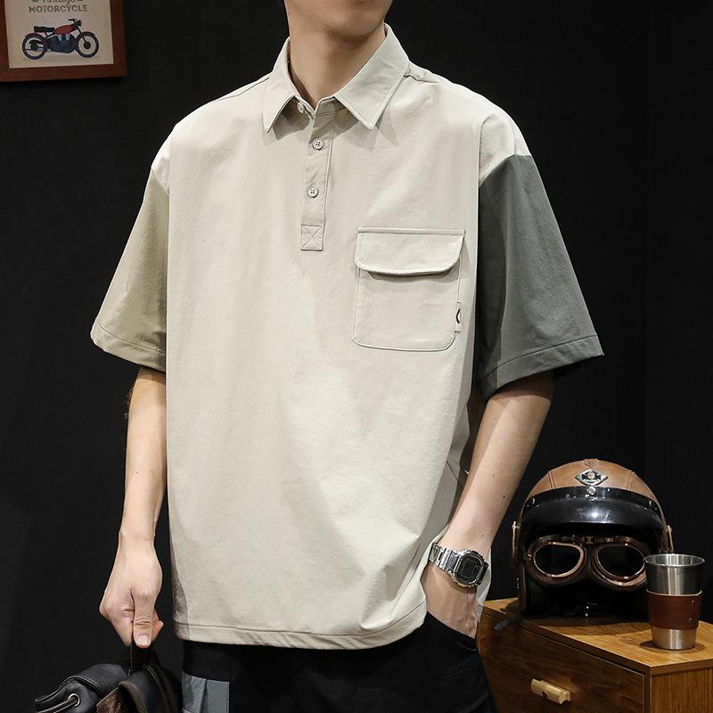 

Японская быстросохнущая влагоотводящая мягкая высококачественная дышащая мужская свободная рубашка поло--Устойчивая к сминанию повседневная спортивная с коротким рукавом и отложным воротником 8XL абрикосовый