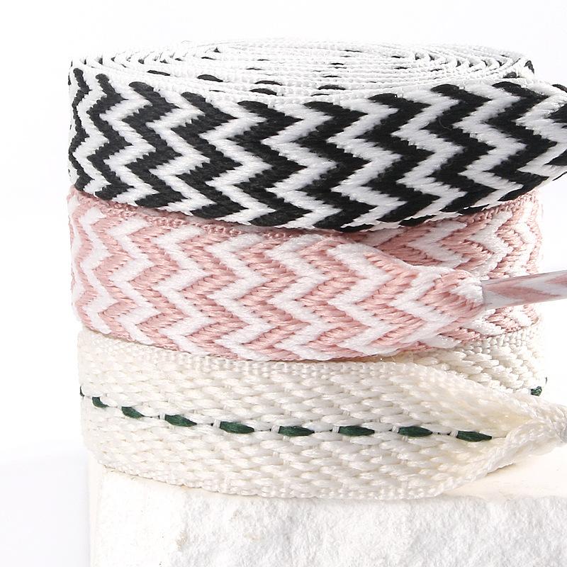 1Pair New 1.5CM Wide Wave Fat Shoelaces Women Men Casual Flat Shoe Laces Replacement Sneaker Lace Shoe Stings Shoelace