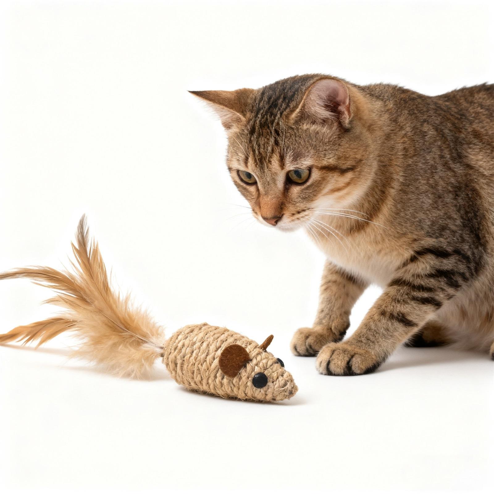 

Natural Sisal Toys For S,Sisal Balls Mice Toys With Rattling Sound For Teractive Scratcher Chew Toy With Cute Mouse Toy One Size