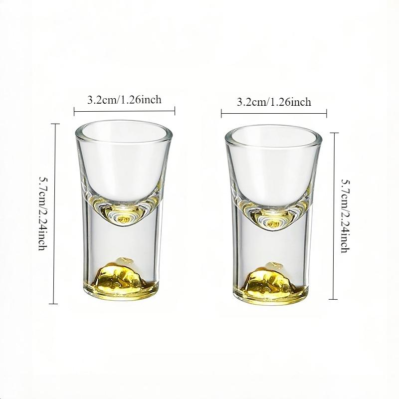 2pcs High End Gold Baijiu Cup Thick Glass Strong Wine Glass Chinese Style Drinking Utensils Suitable for New Year Gift Giving