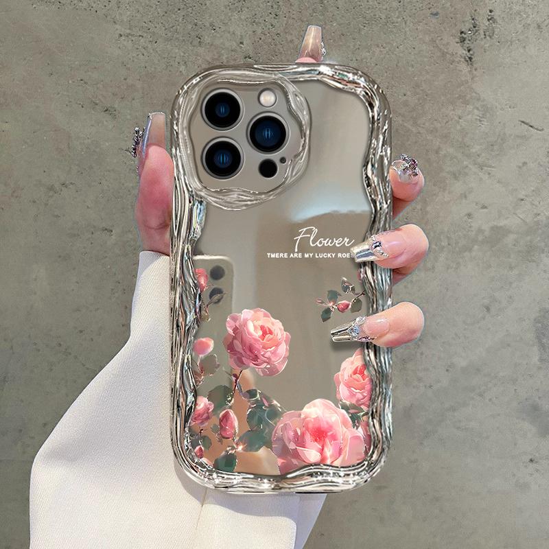 Full Screen Roses Suitable for IPhone16 Mobile Phone Case Apple 15promax Electroplated Cream Silver 17 Anti Fall 14