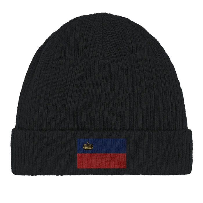 Bonnet - Drapeau Liechtenstein - Noir - 100% coton - Taille fixe - Design épuré