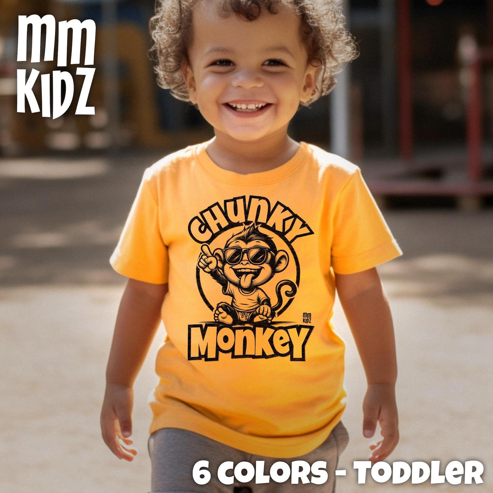 Chunky Monkey Graphic Tee for Unisexs | Funny Cartoon Unisex T-Shirt | Playful Mad Monkey Kid s Shirt | Cute Birthday Gift Boys and Girls 160