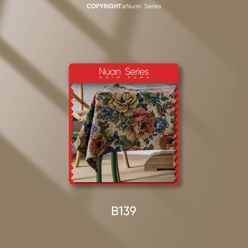 1PC Nuan Series Artistic Jacquard Romantic Style Polyester Tablecloth with Tassels for Dining Table Coffee Table Makeup Table Home Decor