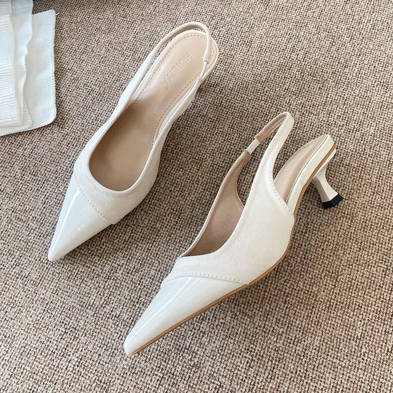 Pointed High Heels Open-Toe Sandals Fairy Shoes Spring Summer French Style Elegant Women Vulcanized Shoes