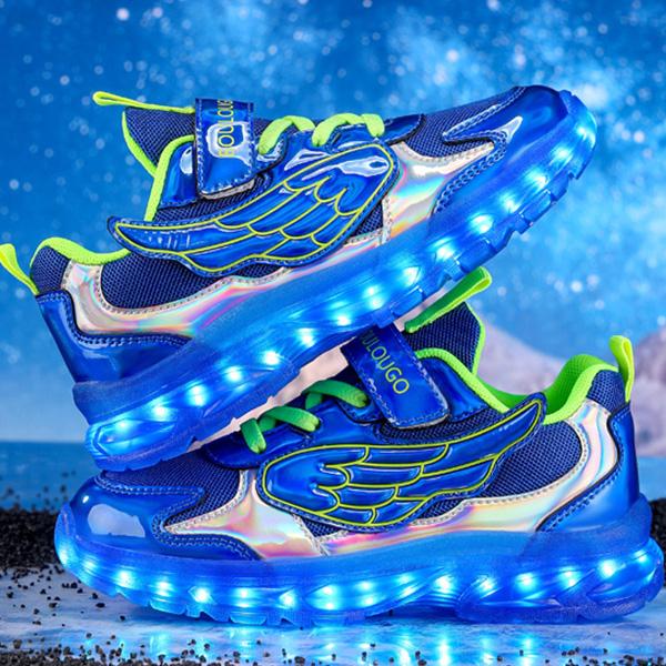 

Children s Shoes with Lights LED Wing Shoes Rechargeable Shoes 37 синій