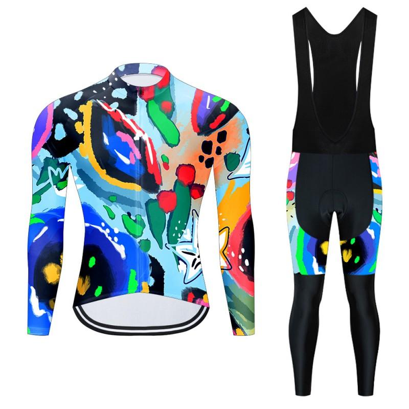 Men Women Cycling Long Sleeve Jersey Set Breathable Quick Dry Performance Wear Road Mountain Bike Riding