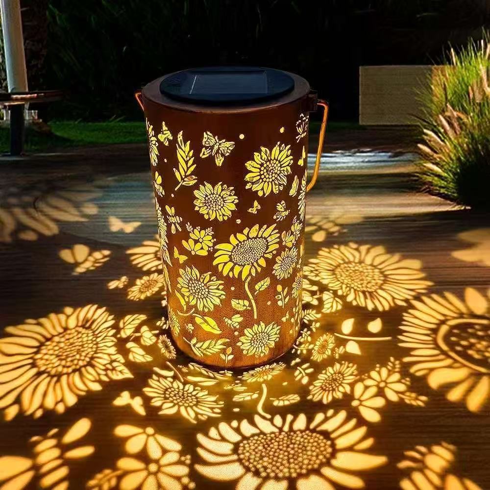 

JYL TS/091,Iron Colorful Sunflower Solar Outdoor Light Vintage Flower Bird Hanging Lamp for Garden Decor One Size золотисто-коричневый