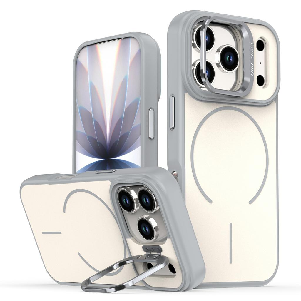 For iPhone 17 Pro Case Compatible with MagSafe Skin-touch PC + TPU Phone Cover with Foldable Kickstand