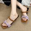 Fashion Square Toe Slippers Women High Heels Sandals Shoes 2025 Trend Summer Dress Open Toe New Casual Pumps Chunky Sandalias De Mujer