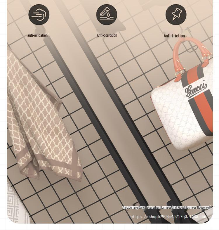 Mobiler Eisen-Gitter-Regal-Display-Ständer mit Haken