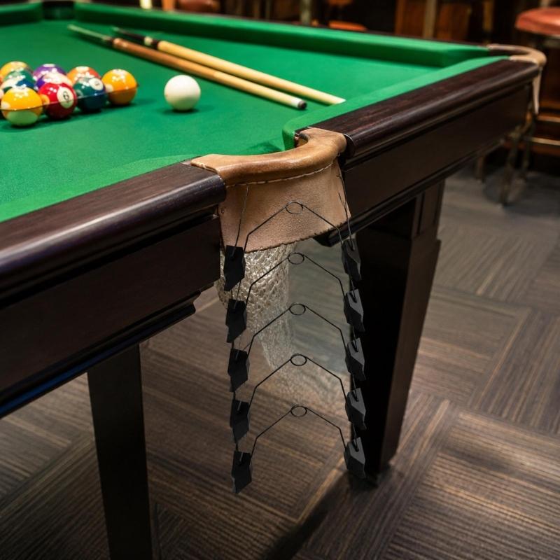 Six-Piece Billiards Pocket Reducers Set for Shot-Placement Practice, with Removable Wire-Frame Inserts Serving Every Opening Across a Pool Table