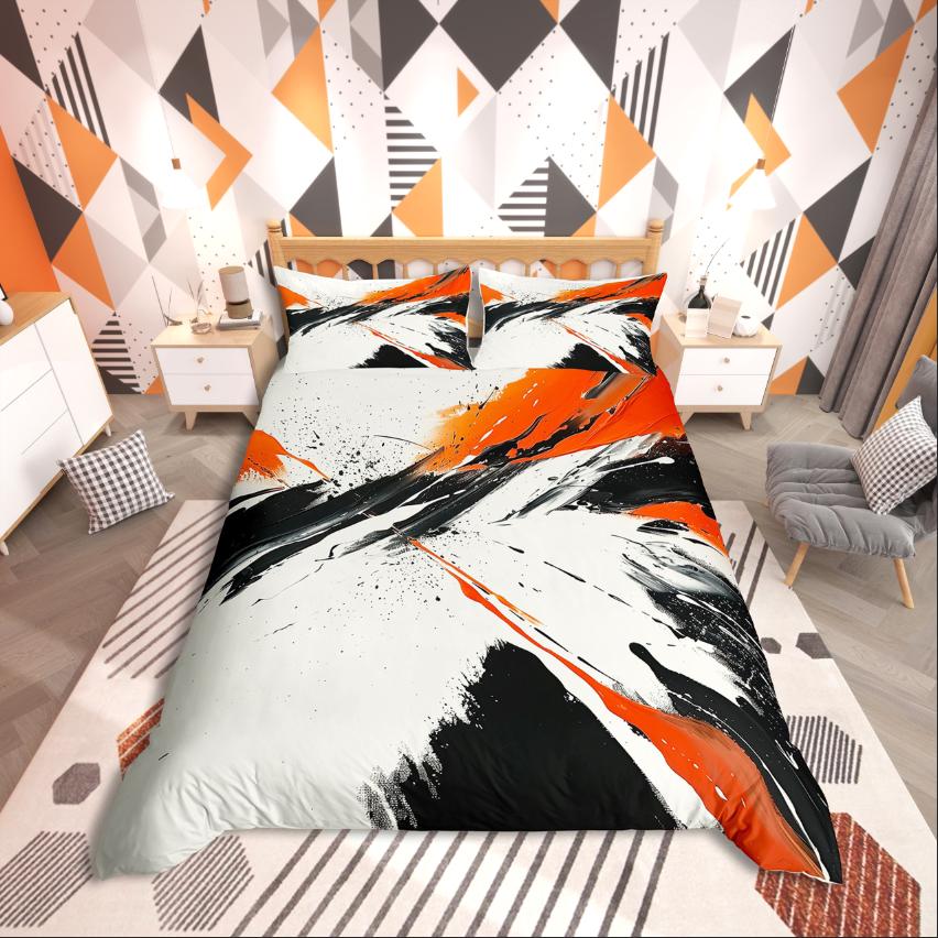 Homewish Abstrakcyjny Prostokąt Zestaw Poszwy na Kołdrę, Graffiti Splash dla Nastolatków Zestaw Pościeli, Minimalistyczny Wystrój Geometryczny