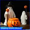 Halloween Resin Ghost Pumpkin Figurine Pumpkin Balloon Figurine for Party Home Table Centerpieces Shelf Ornaments