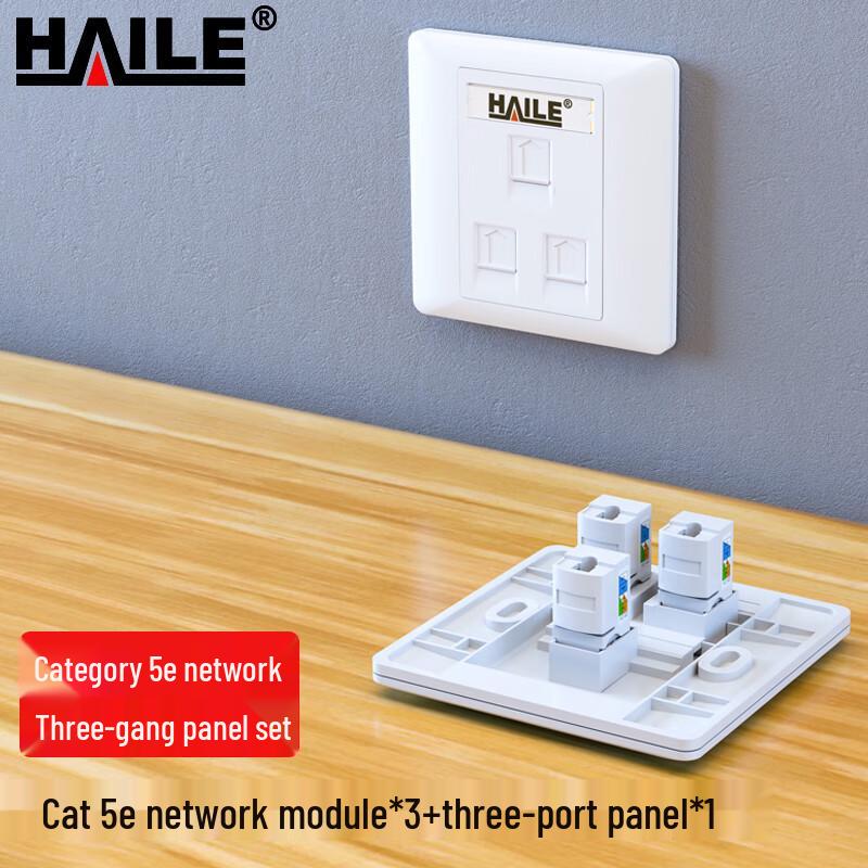 

HAILE Network Panel Set HT-863C5: Three-Port Panel with 3 Cat5e Modules