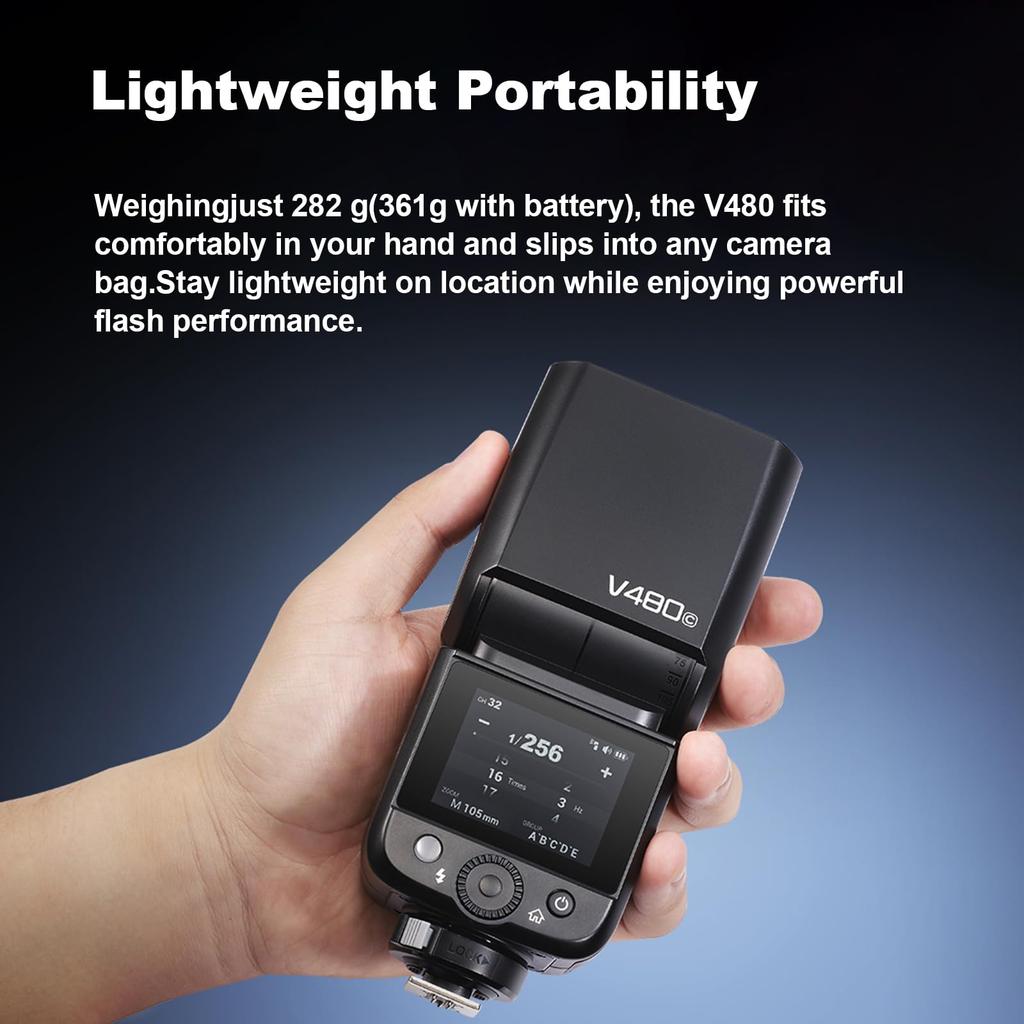 GODOX V480S Camera Blitz Touchscreen GN50 HSS GODOX Blitz Compatible with Sony Speedlite, Blitz, 1/8000s Sync, 7.2V/2200mAh,