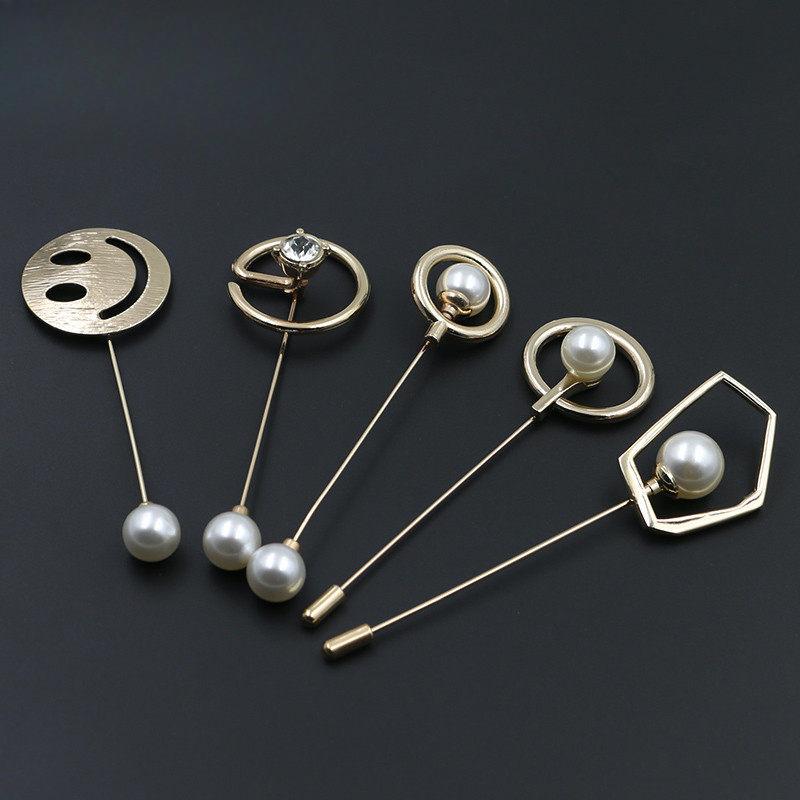Pearl Decorative Buckle One-Word Button Cuff Pin Buckle Clothes Coat Jacket Accessories Shawl Silk Scarf Shirt Buckle