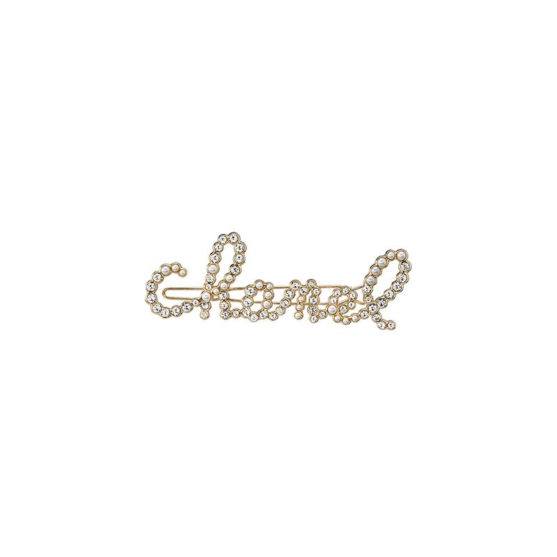 Chanel LOGO Series Metal Hair Clip Women's Style