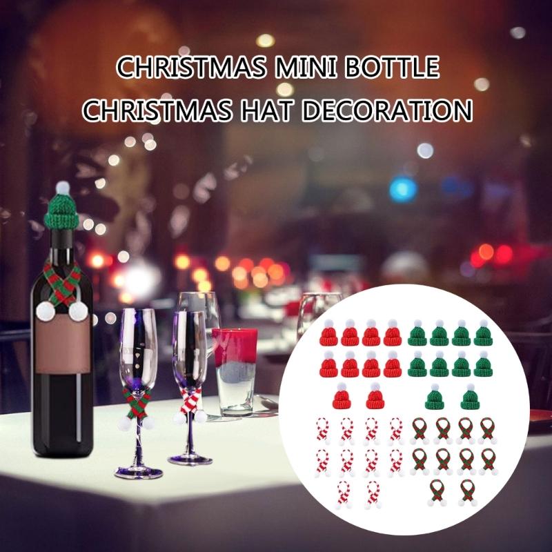 Practical Pack of 20 Small Christmas Hat Decorations Party Supplies for Stylish Bottles and Festival Home Decoration