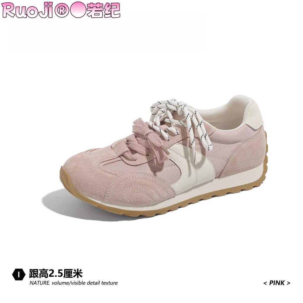 Ruoji 2025 new color matching German training shoes women's platform comfortable jogging sports casual shoes versatile waffle Forrest Gump shoes