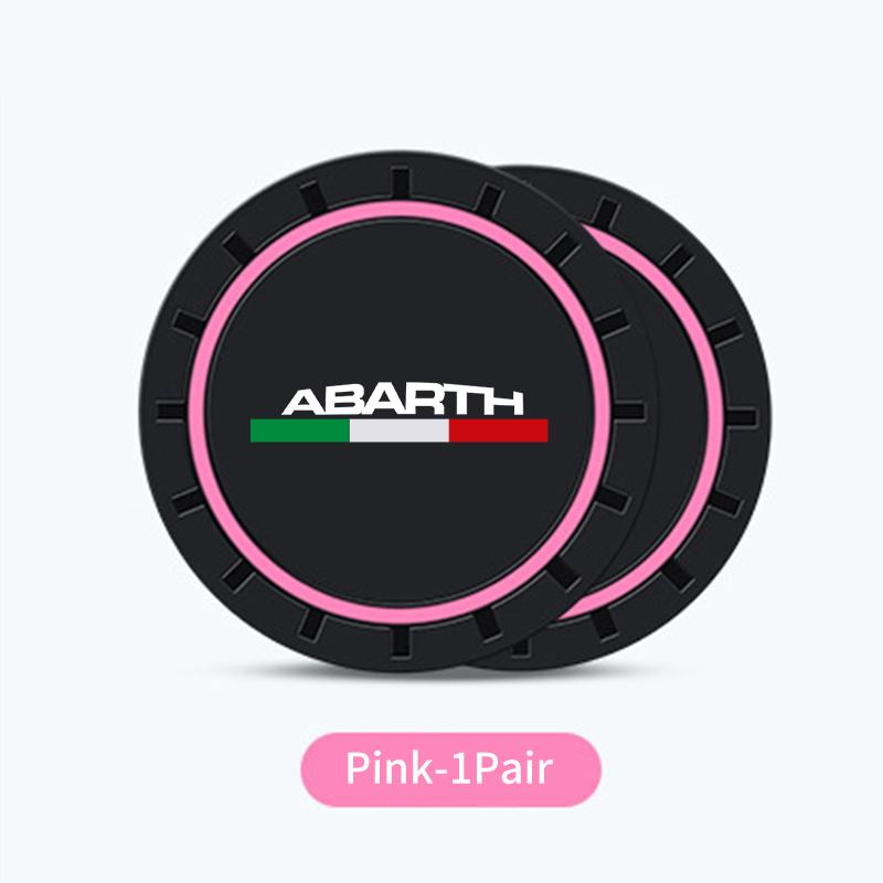

2pcs Car Coaster Water Cup Bottle Mat Silicone Non Slip Pad For Abarth 124 125 500 695 5CC TC Spider Panda