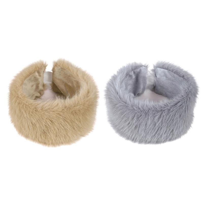 

Толстые повязки-шапки из искусственного меха, ветрозащитная повязка на голову для зимы, теплая, удобная, с открытым верхом, эластичная повязка на голову для улицы, 2 шт.