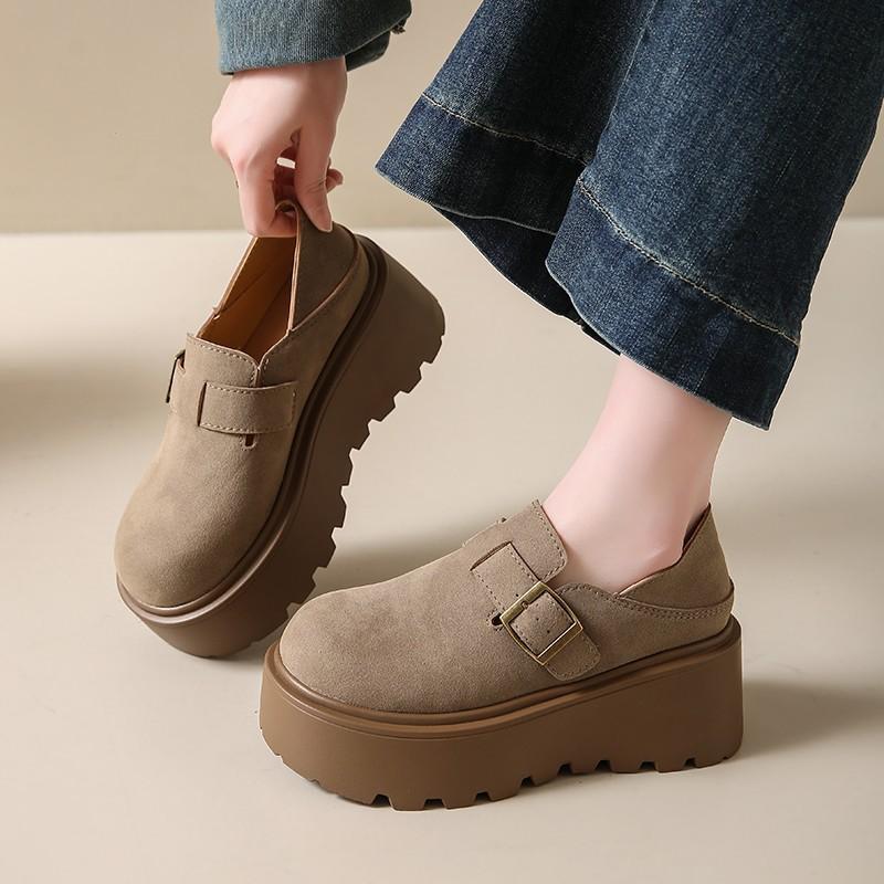 Winter muffin thick-soled heightened women's new one-pedal velvet Boken two cotton shoes