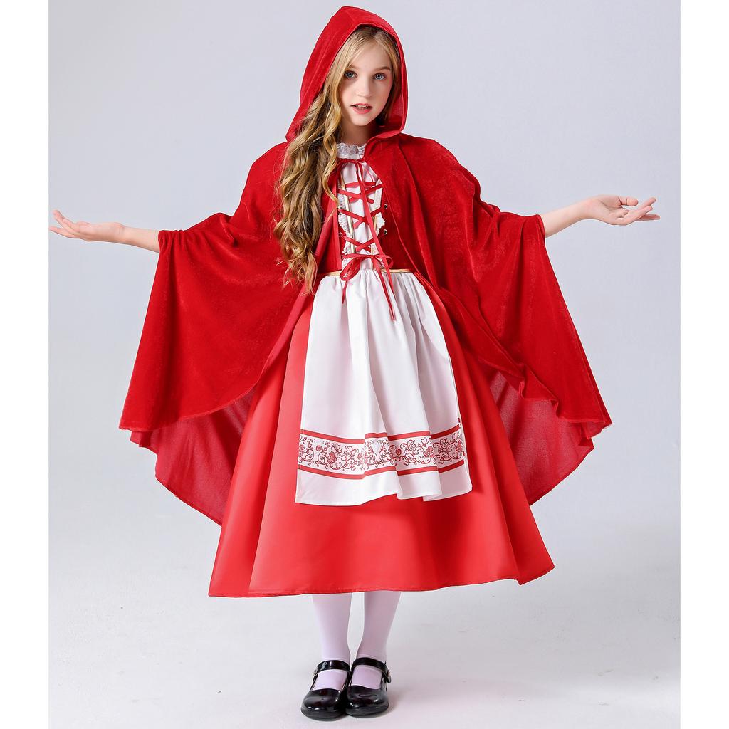 Halloween children's Little Red Riding Hood costumes, capes, children's fancy dress party costumes