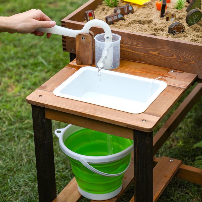 Kids' Wooden Sandbox and Water Play Outdoor Toys