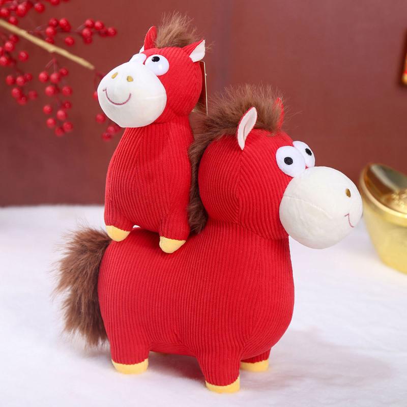 1Pcs Cartoon Anime Cute Pillow 22/28Cm Simulation Pony Doll Zodiac Horse Year Mascot Stuffed Plush Toy Children'S Birthday Gift