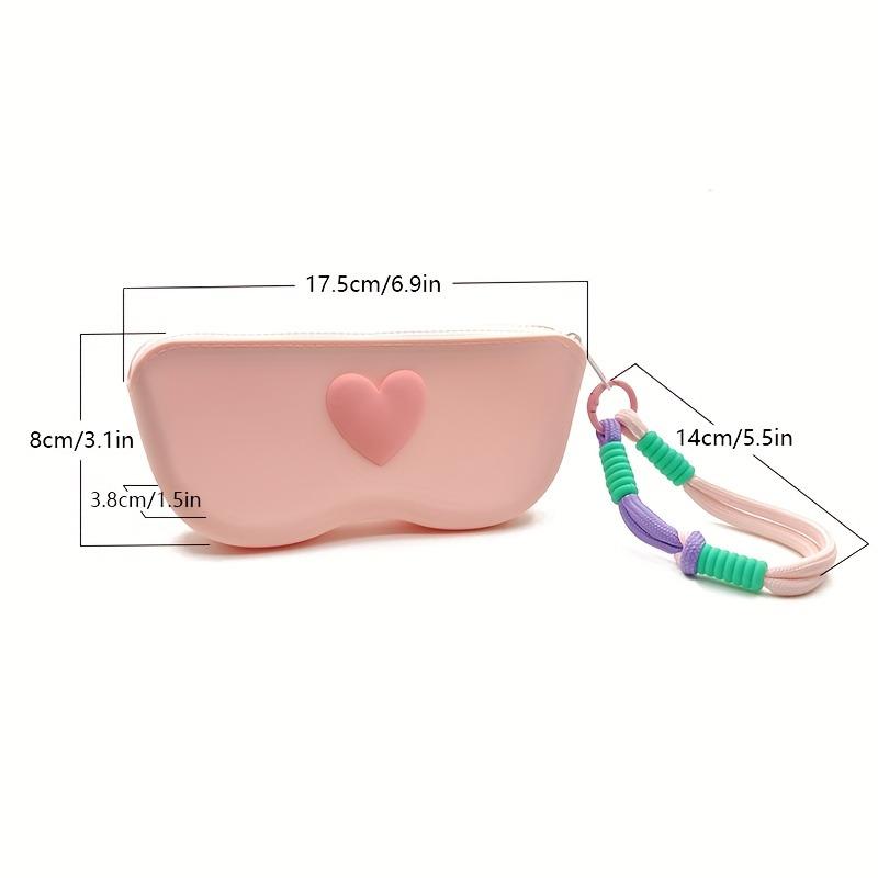 Silikon-Brillenetui mit Liebesthema, neu mit Verschluss, modisches tragbares Sonnenbrillenetui
