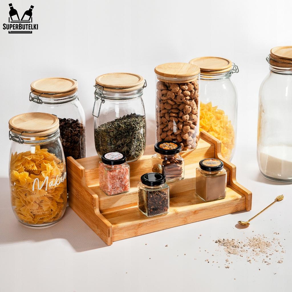 Extendable bamboo spice rack