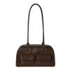 Korean Yunzhen Oil Wax Leather Bowling Bag Multi-Pocket Underarm Bag Commuter Handbag Shoulder Bag Crossbody Bag