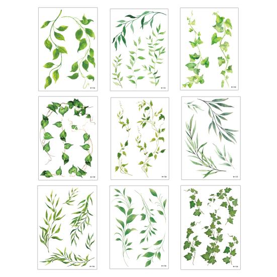 Nostalgie Fake Vine Tattoos, Waterproof Leaf Temporary Stickers, Green Plant Ivy Body Art for Women Girls, Boho Festival Decor