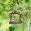 Relaxdays mangeoire pour oiseaux en bois, à suspendre, hlp 19 x 22 x 16,5 cm, jardin, distributeur de nourriture, nature