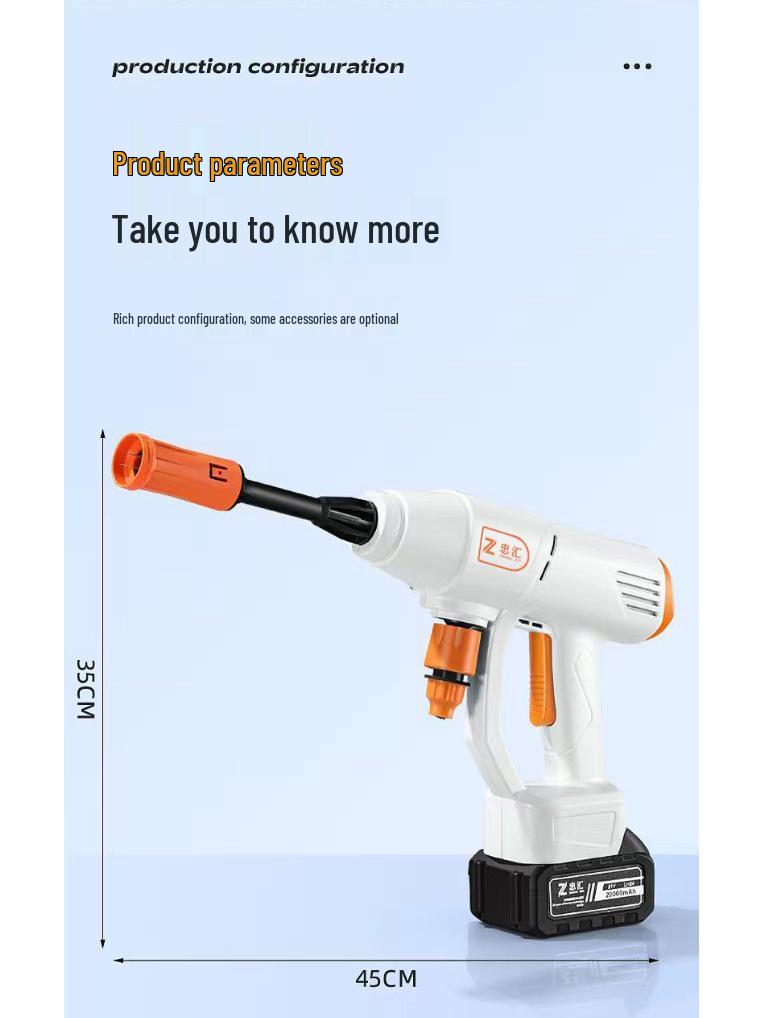 Portable High-Power Wireless Car Wash: Lithium Battery Water Gun for Outdoor Use