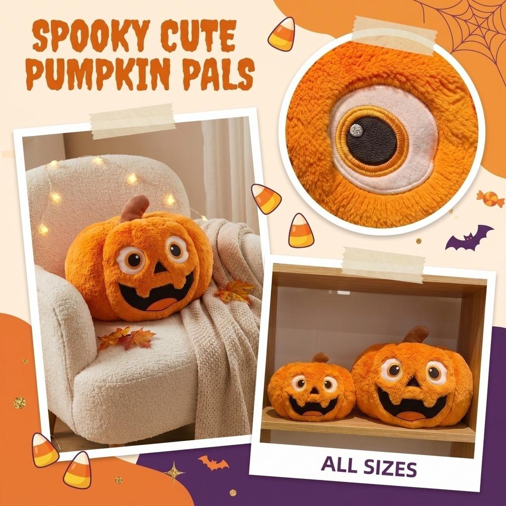 Halloween Plush Pumpkin Doll Soft Stuffed Toy Large Face Pumpkin Decoration Halloween Gift Plush Toy for Party Home Decoration