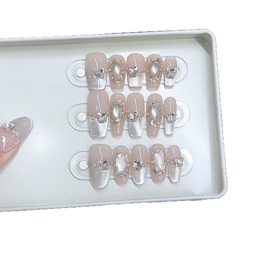 Pure Hand-made Phototherapy Wear Armor Amber Stone High-end Cat Eye Finished Reusable Nail Patch