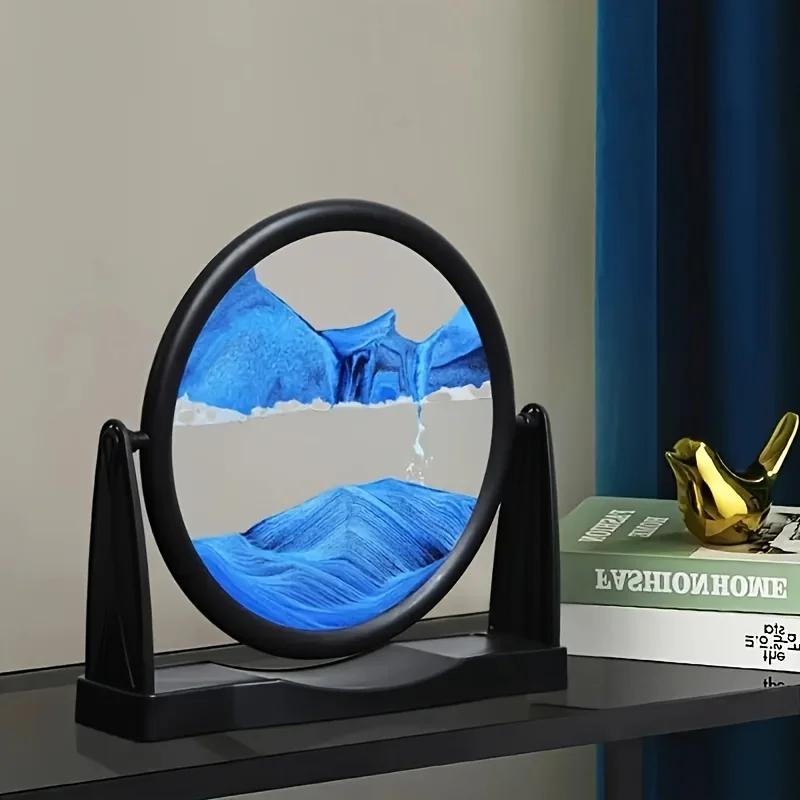 8 inches Quicksand Painting Ornaments Hourglass, Living Room TV Cabinet Wine Cabinet Desktop Decorations, Creative Luxury Gift