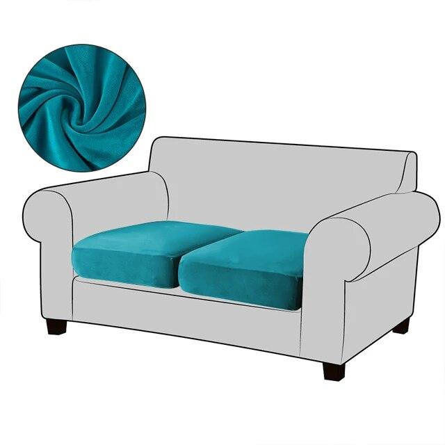 White Velvet Sofa Seat Cushion Cover Elastic for Living Room Corner Couch Cover Stretch Sofas Case Seat Slipcover 1/2/3/4 Seater