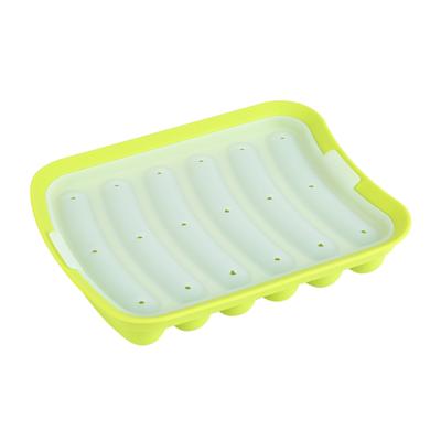 Silikonowa forma do robienia kiełbasek parówek z 6 wnękami DIY narzędzia do pieczenia ciast w kuchni w kolorze zielonym