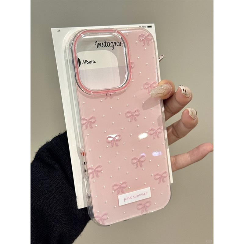 

Single-layer foundation bow for iPhone16promax mobile phone case Apple s new cute apple 16e