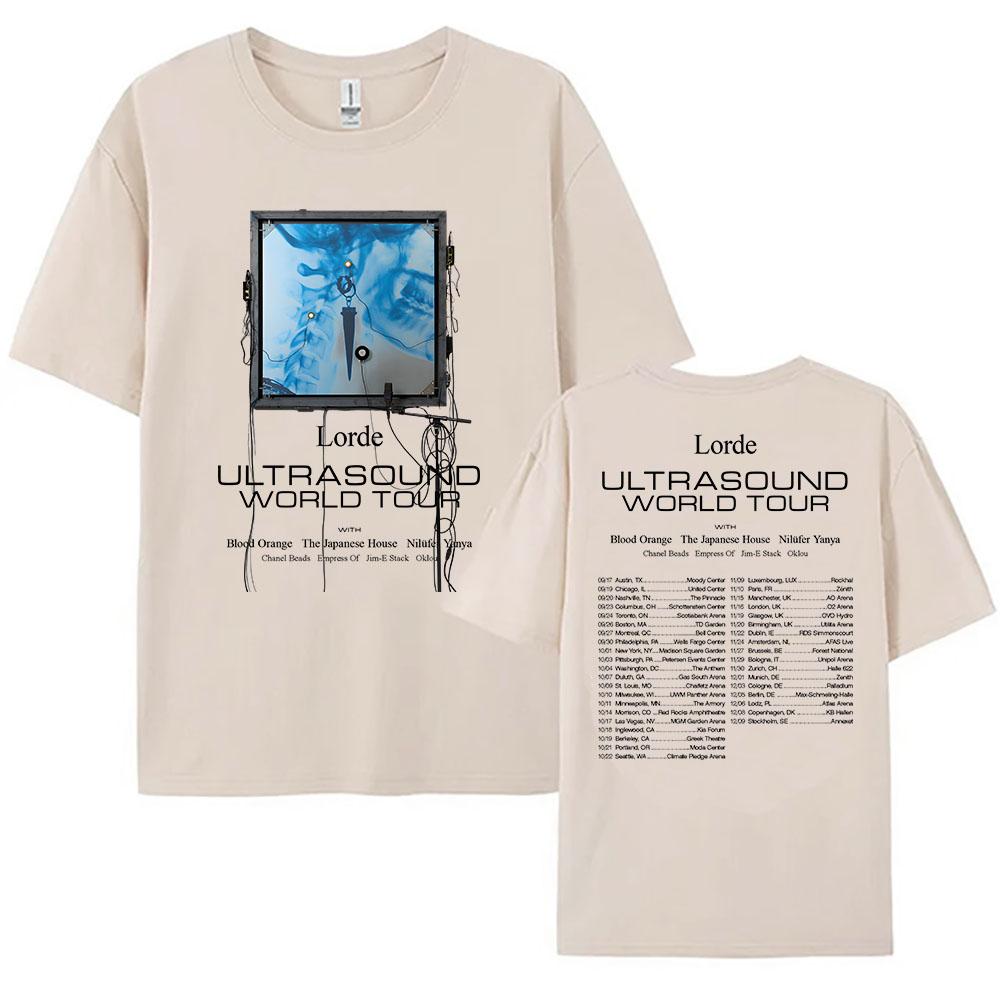 Lorde Ultrasound World Tour 2025 Tshirt Summer Short Sleeve Cotton Tshirts Casual Fashion Oneck Female T Shirt Graphic Clothes